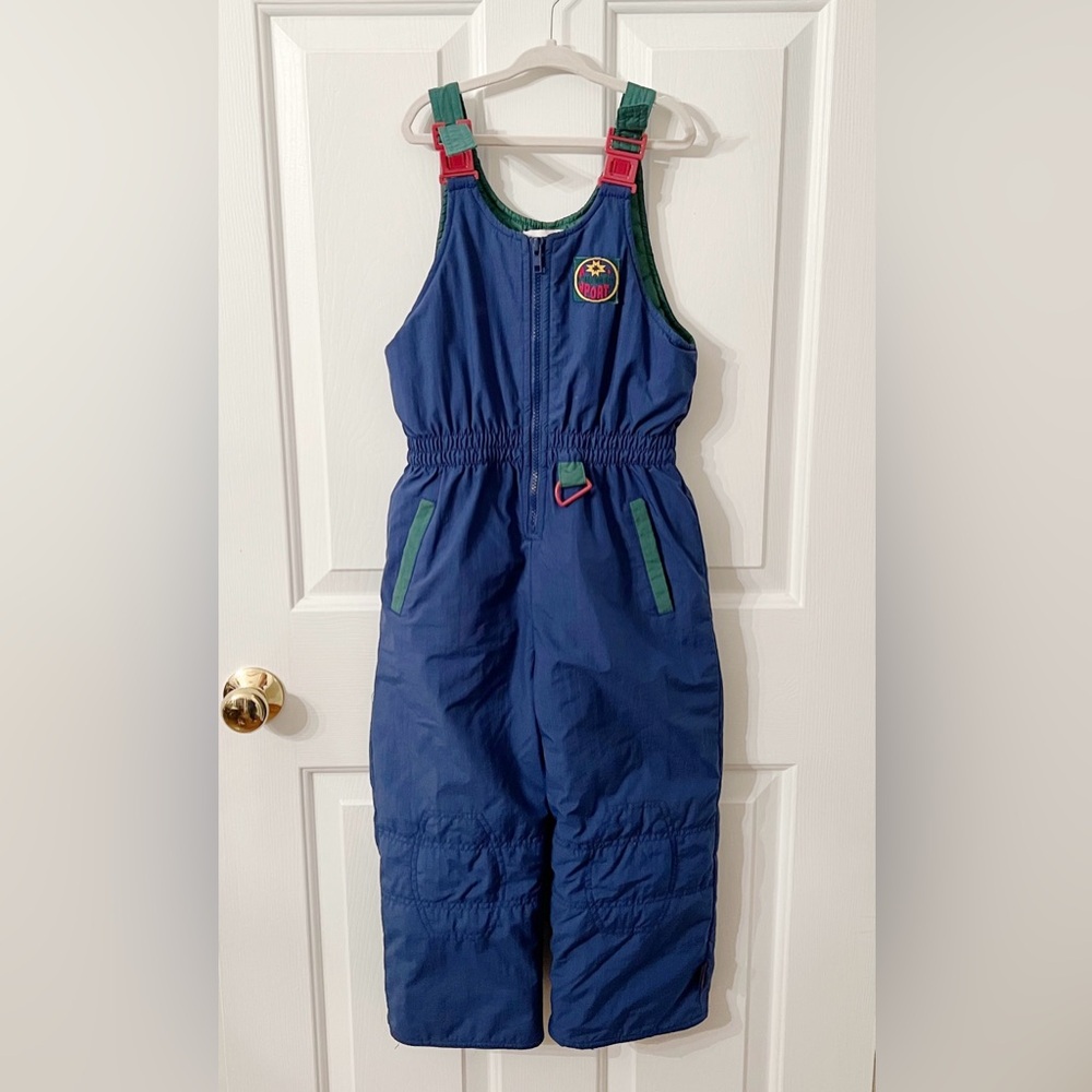 Vintage 80s 90s Gymboree Ski Jumpsuit Snowsuit Overall Kids Large Blue Red Green